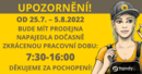 Zkrcen pracovn doba - prodejna Napajedla