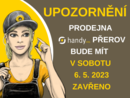 Prodejna Perov bude mt 6. 5. 2023 ZAVENO